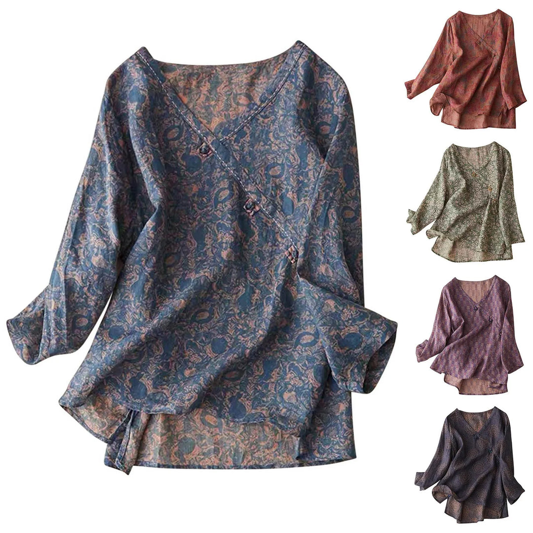 Kairo Crosswrap Blouse | Linen Blend, Asymmetrical Design for Women
