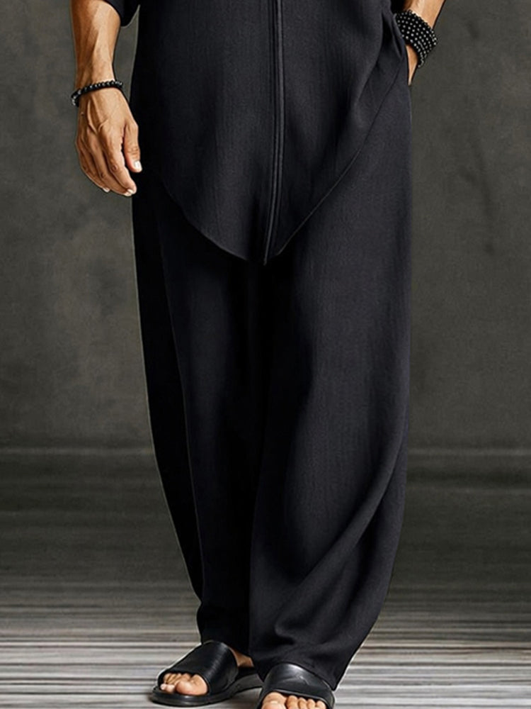 Minimalist Relaxed-Fit Asymmetrical Hem Two-Piece Set