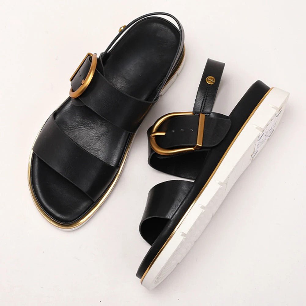 Valine | Gold-Buckle Strap Sandals