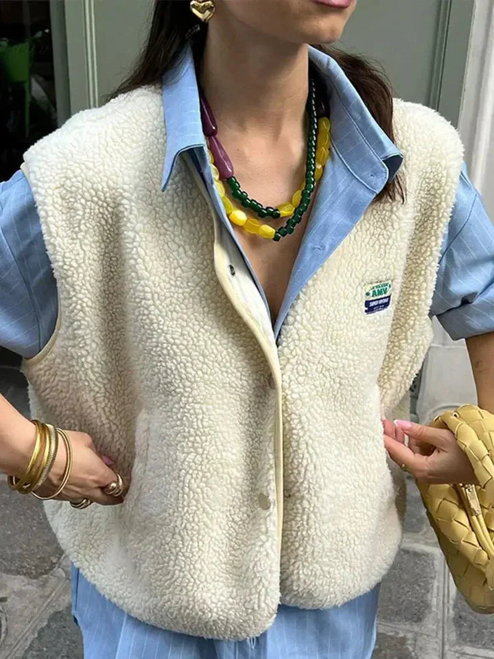 Cleo Fleece Vest Women | High-Pile Sherpa, Oversized Fit - 1