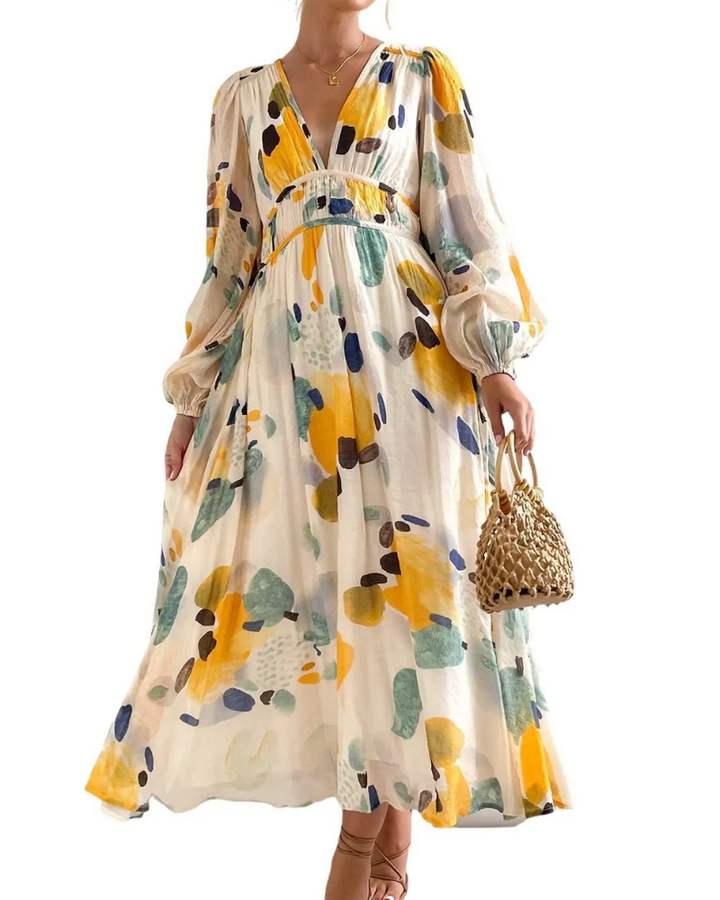 Celine Floral Print Dress - Yellow