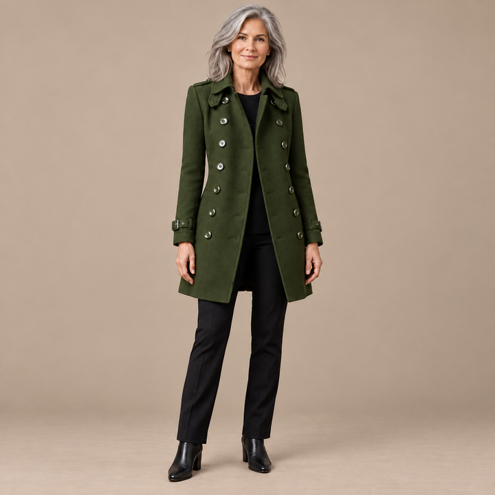 Danielle | Elegant Double Breasted Longline Trench Coat