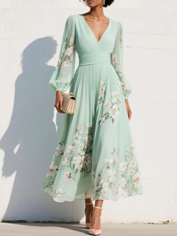 Cisella Mint Green Floral Midi Dress