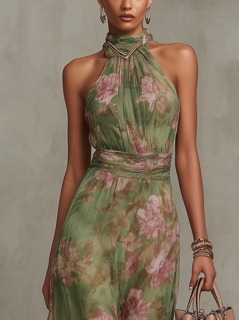 Livia Floral Halter Maxi Dress