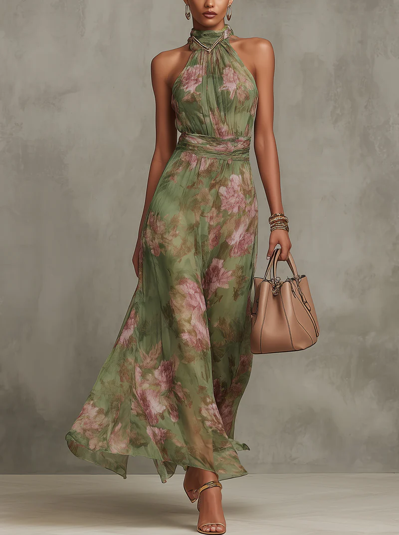 Livia Floral Halter Maxi Dress