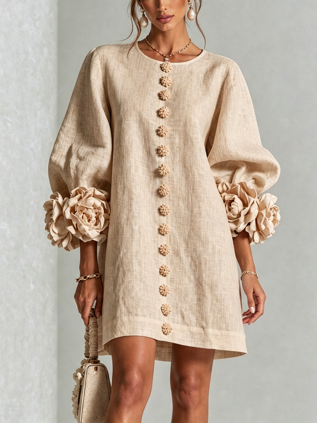 Anita Mini Dress - Beige