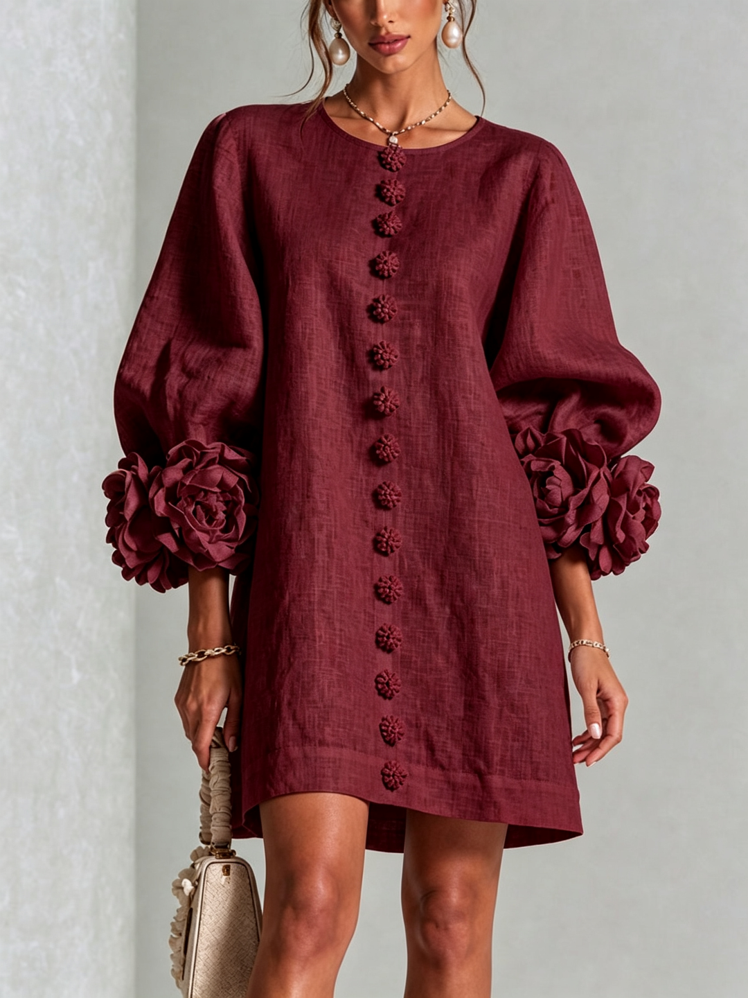 Anita Mini Dress - Burgundy