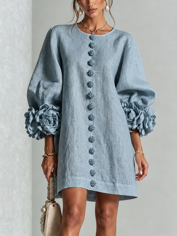 Anita Mini Dress - Dusty Blue