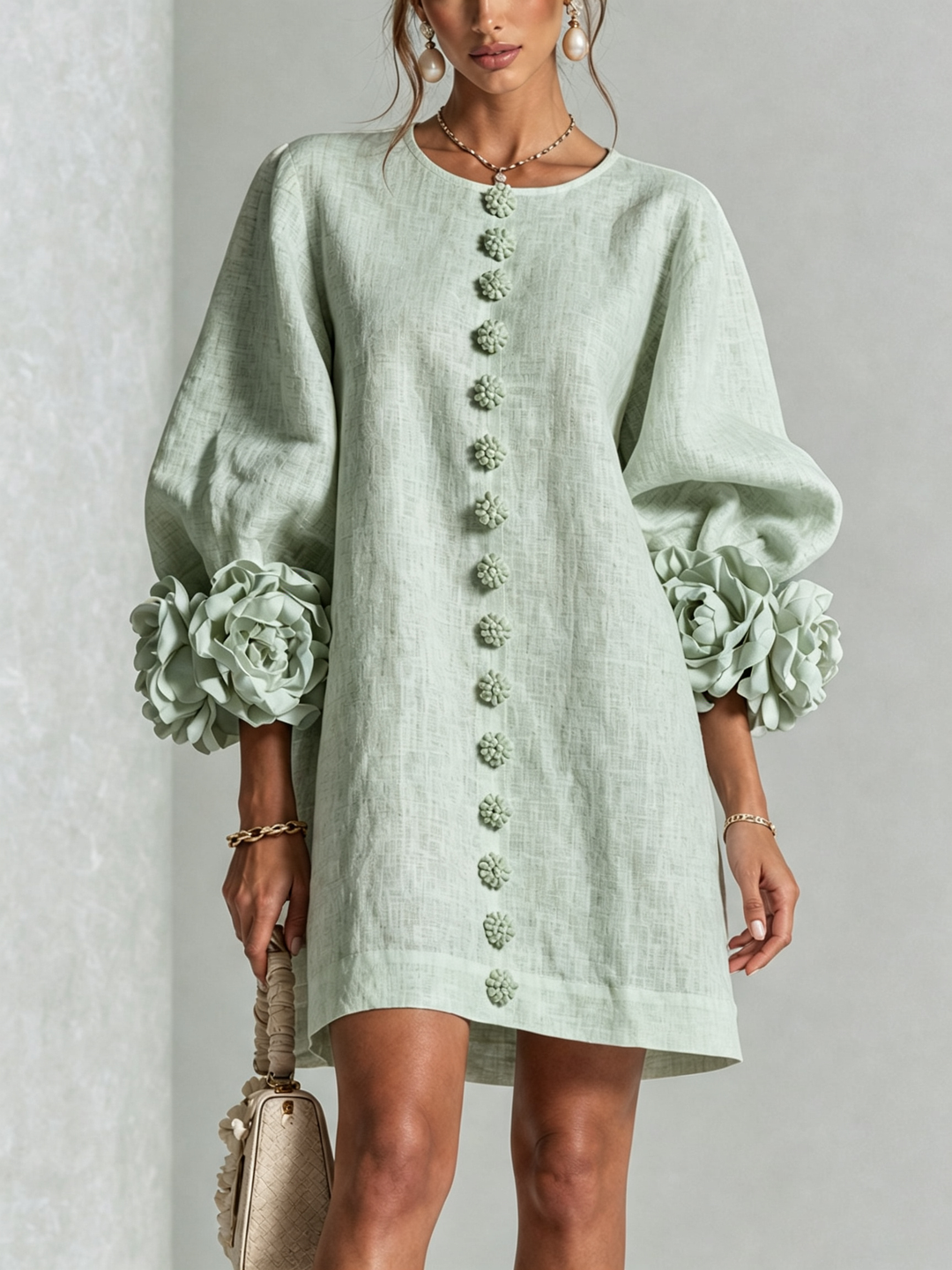 Anita Mini Dress - Sage Green