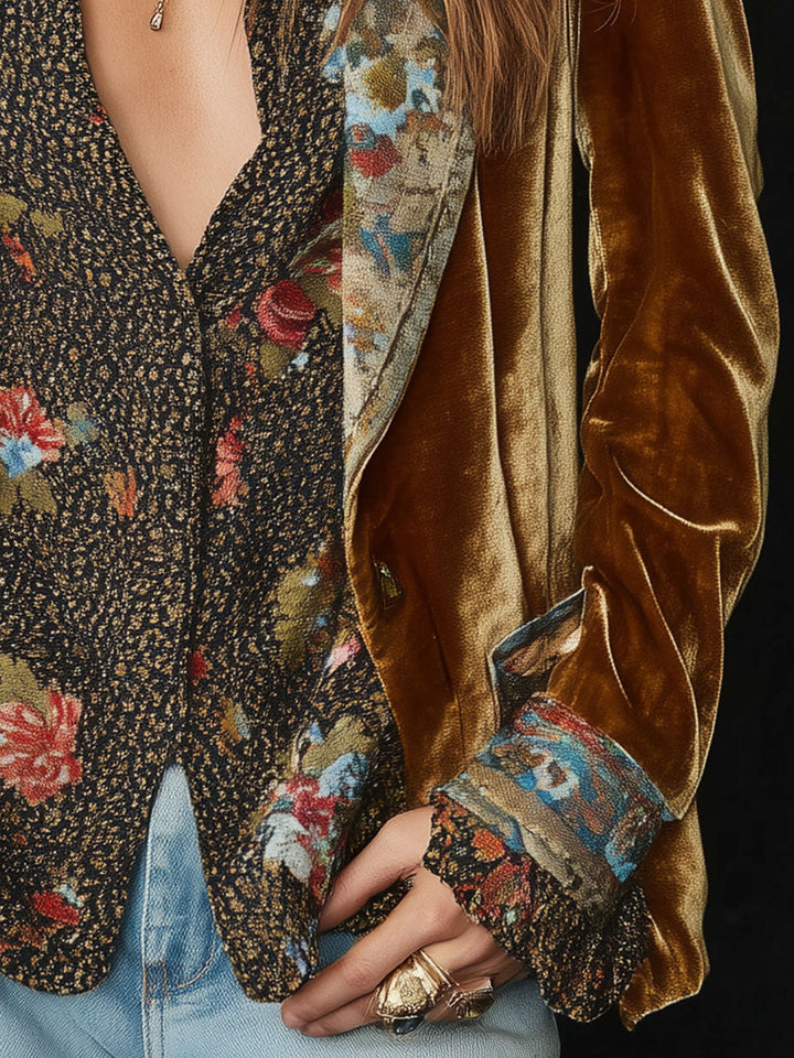 Anna | Patchwork Blazer with Vintage Floral Print