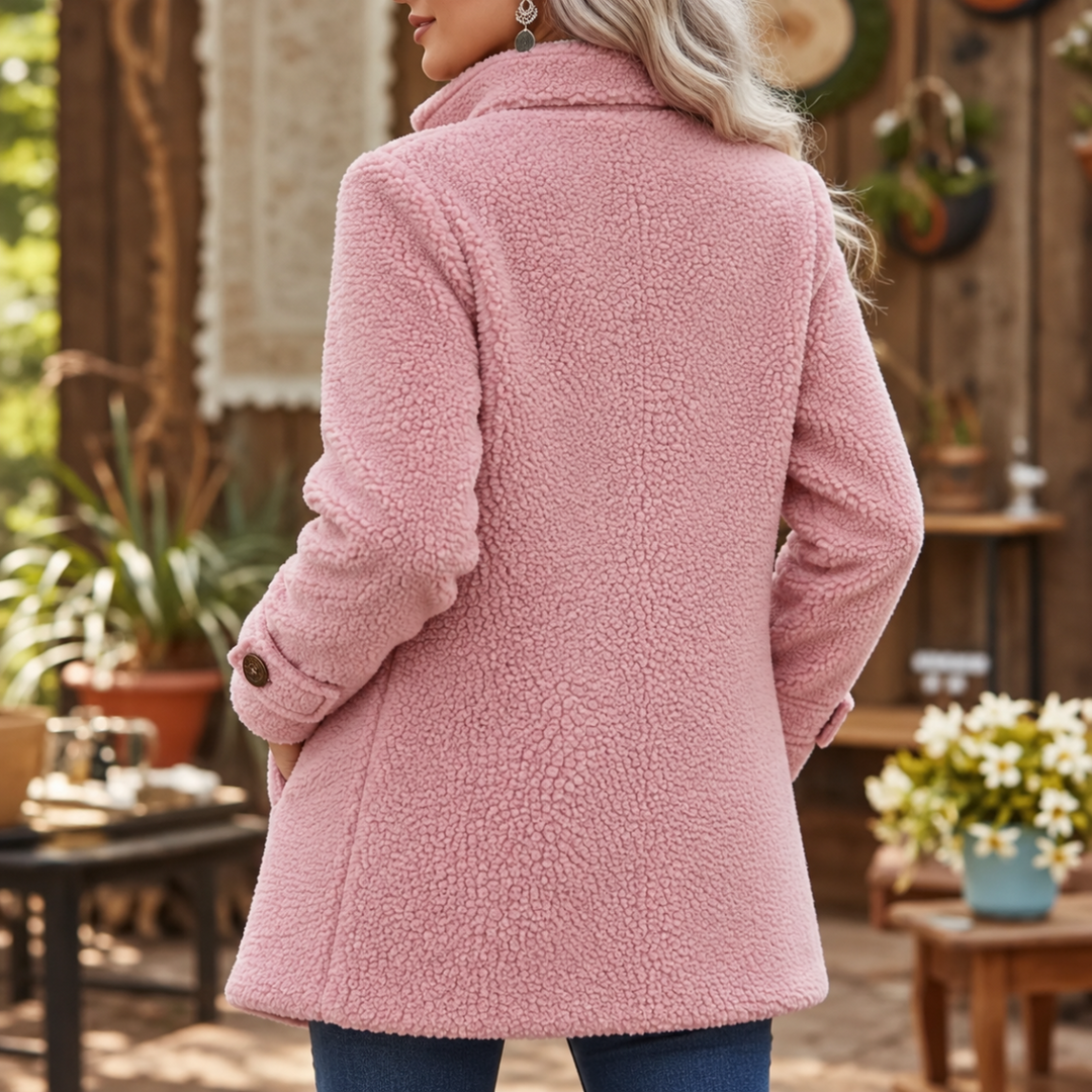 Women's Fleece Jacket with Stand Collar and Zip Front