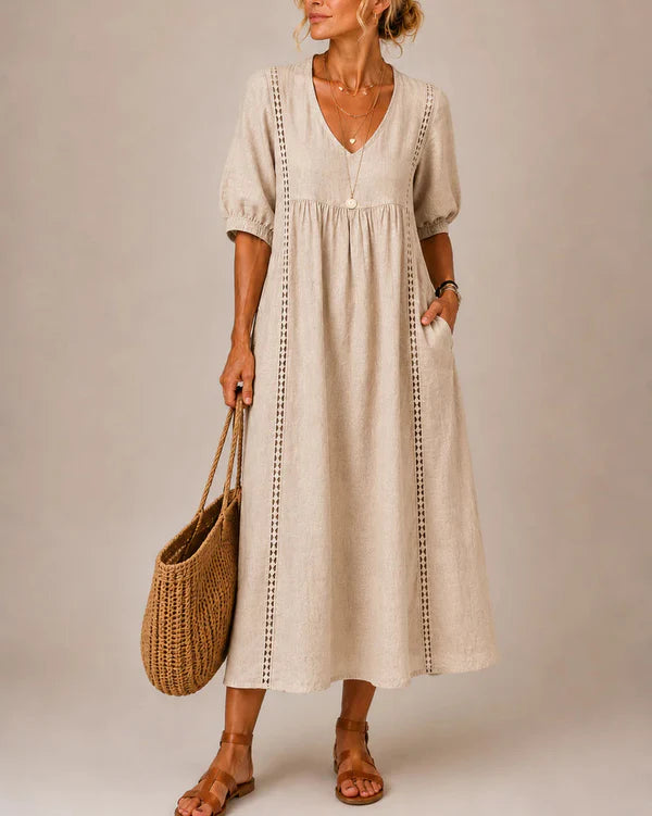 Sefi Summer Midi Dress - Beige