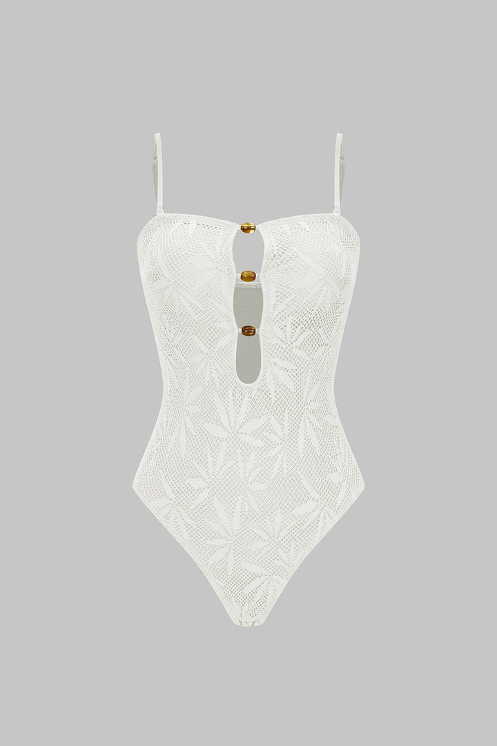 Beaded Backless Slip One-Piece Swimsuit