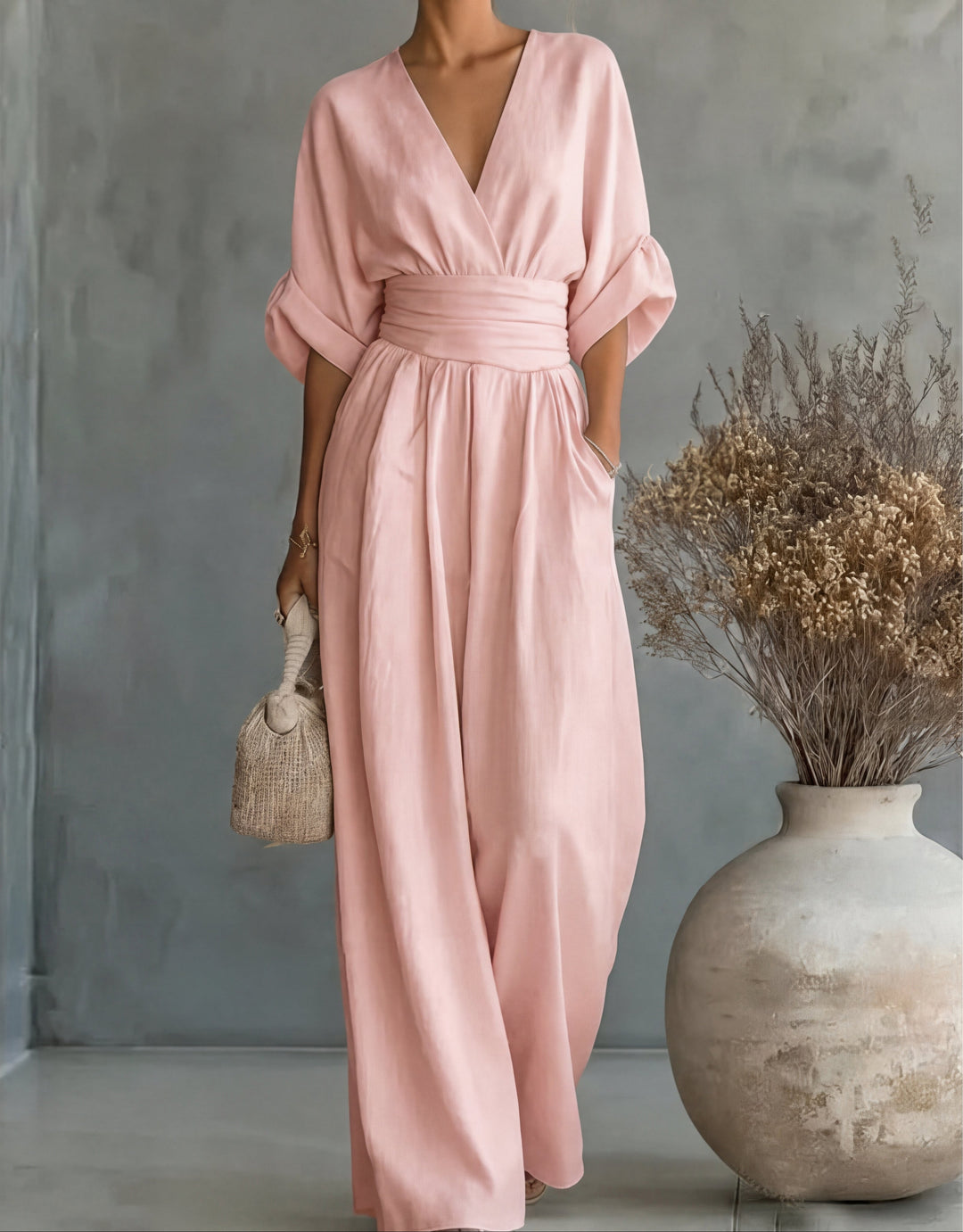 Elegant Wide-Leg Jumpsuit with Wrap Neckline
