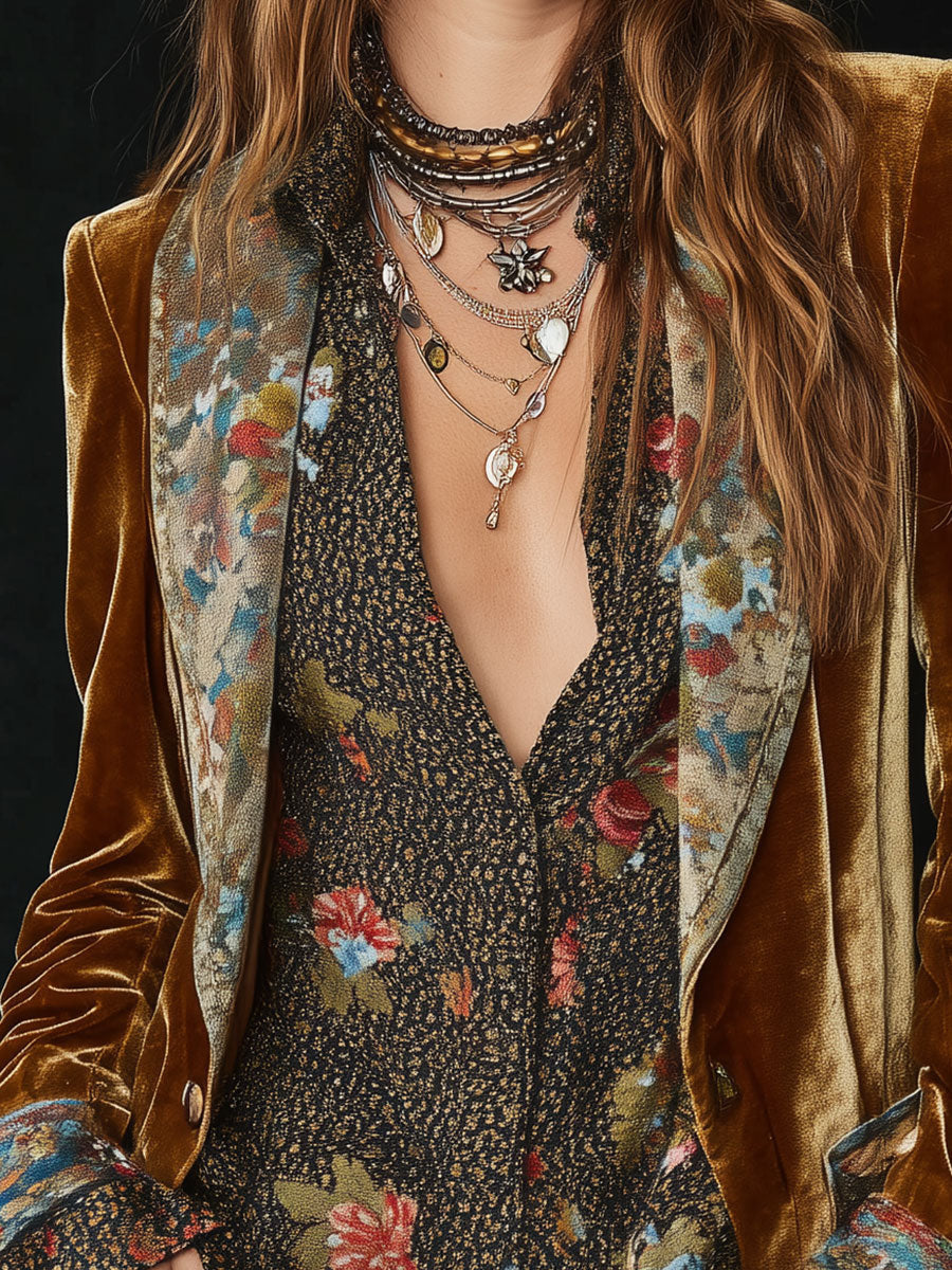 Anna | Patchwork Blazer with Vintage Floral Print