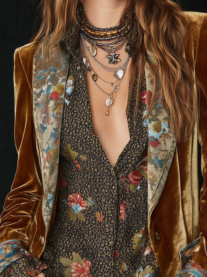 Anna | Patchwork Blazer with Vintage Floral Print