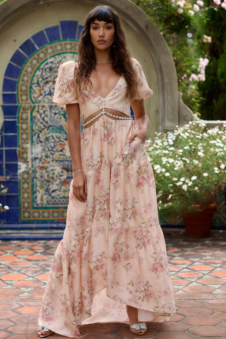 Layla Elegant Flowing Dress - Pink