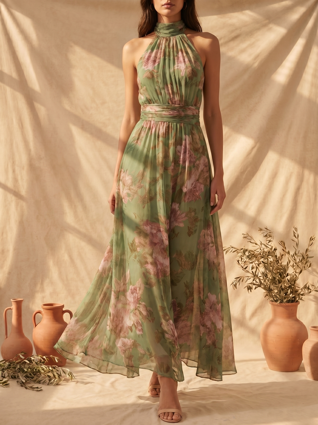 Livia Floral Halter Maxi Dress