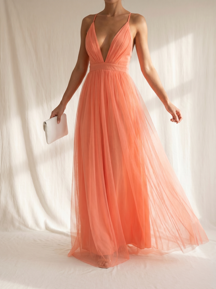Ginevra Coral Light Maxi Dress