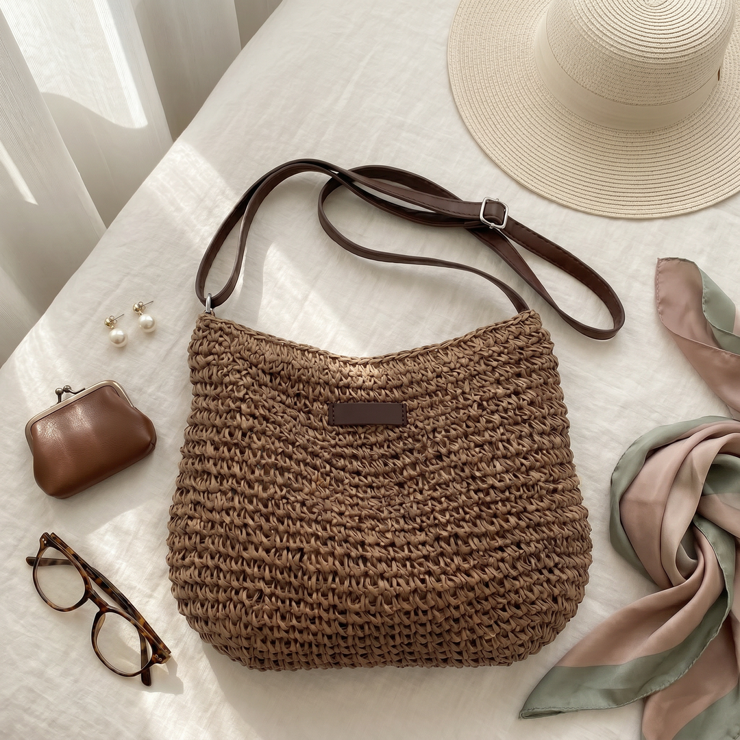 Simona Woven Bag - Brown