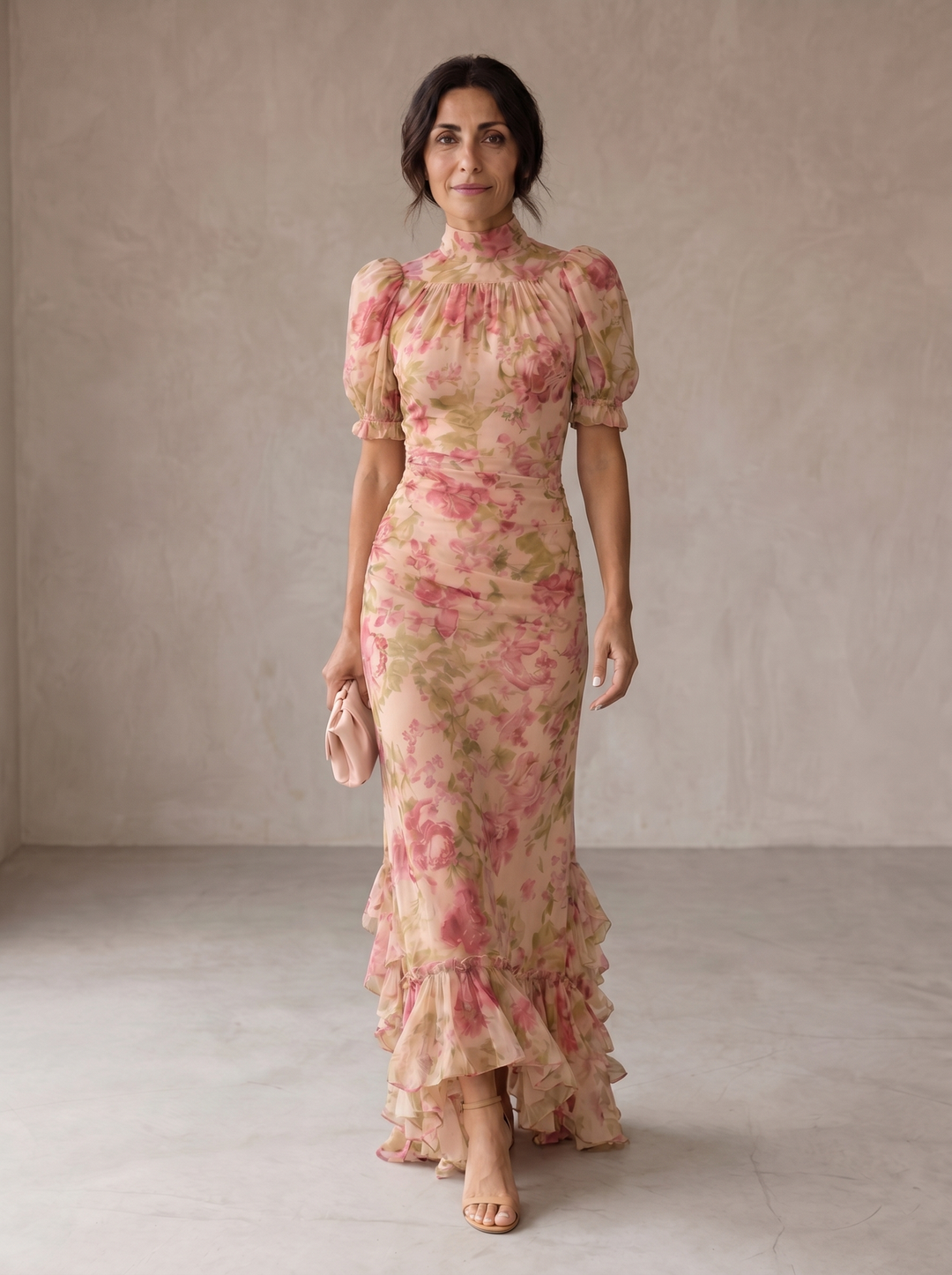 Rosario Floral Chiffon Long Dress