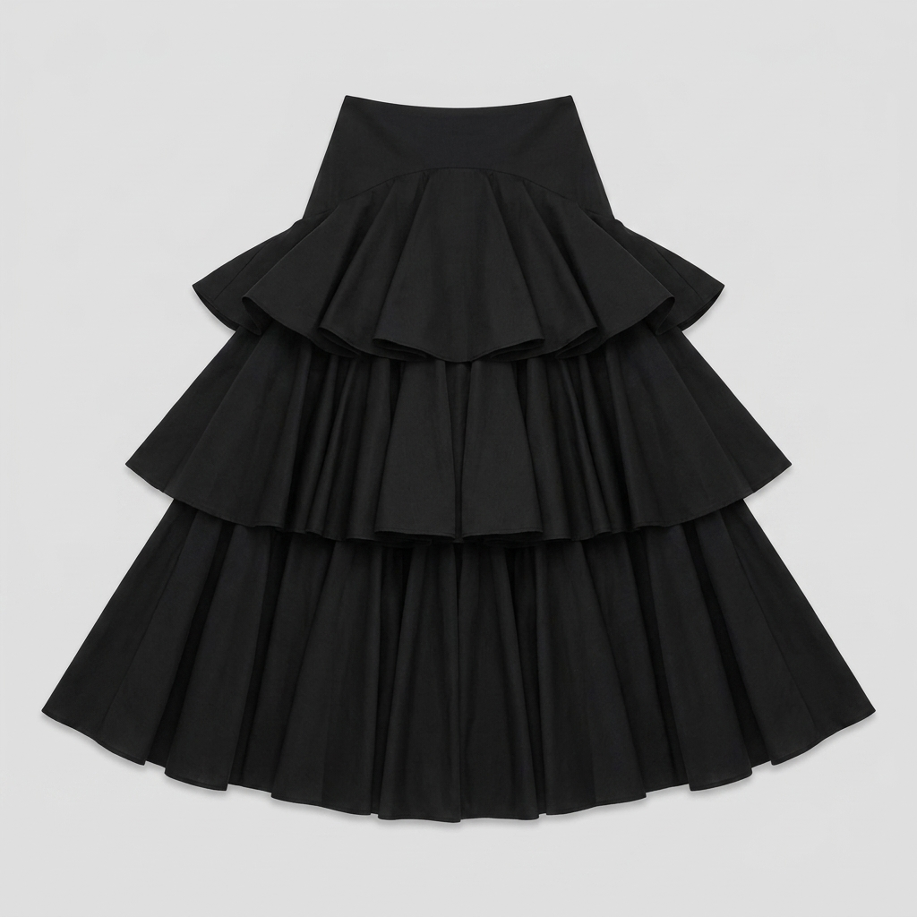 Rielle Maxi Skirt | Pleated, Tiered Silhouette, Elastic Panels