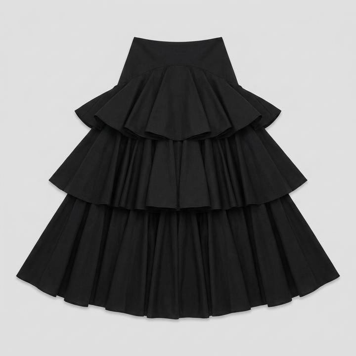 Rielle Maxi Skirt | Pleated, Tiered Silhouette, Elastic Panels