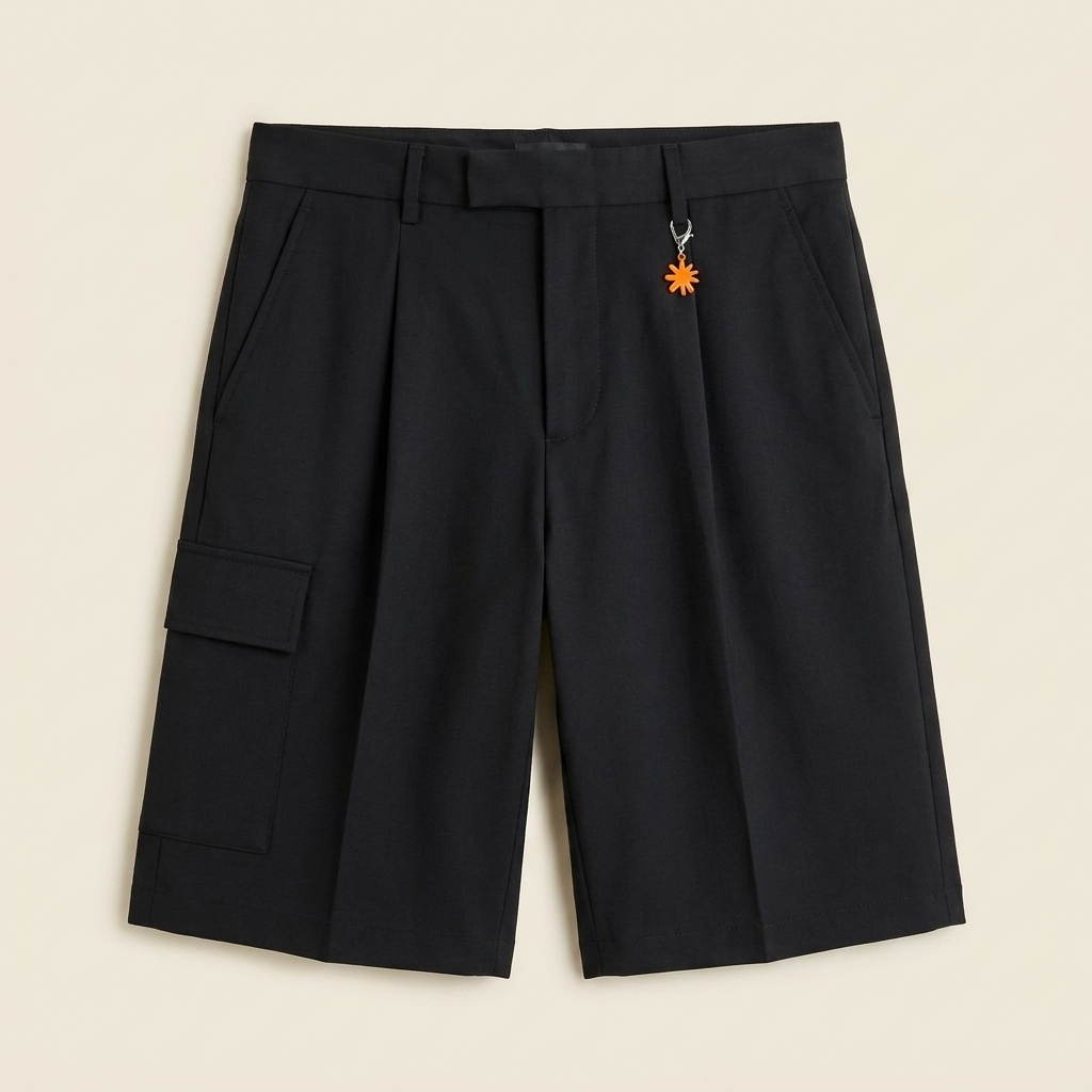 Caden Men's Cargo Shorts | Black Stretch Wool, Relaxed Fit, Multiple Pockets