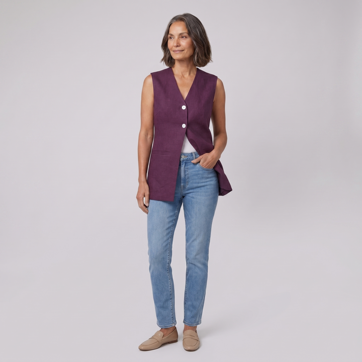Blythe Vest | Deep Aubergine, Fully Lined