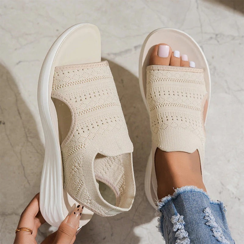 Woven Breathable Platform Sandals with Heel Strap