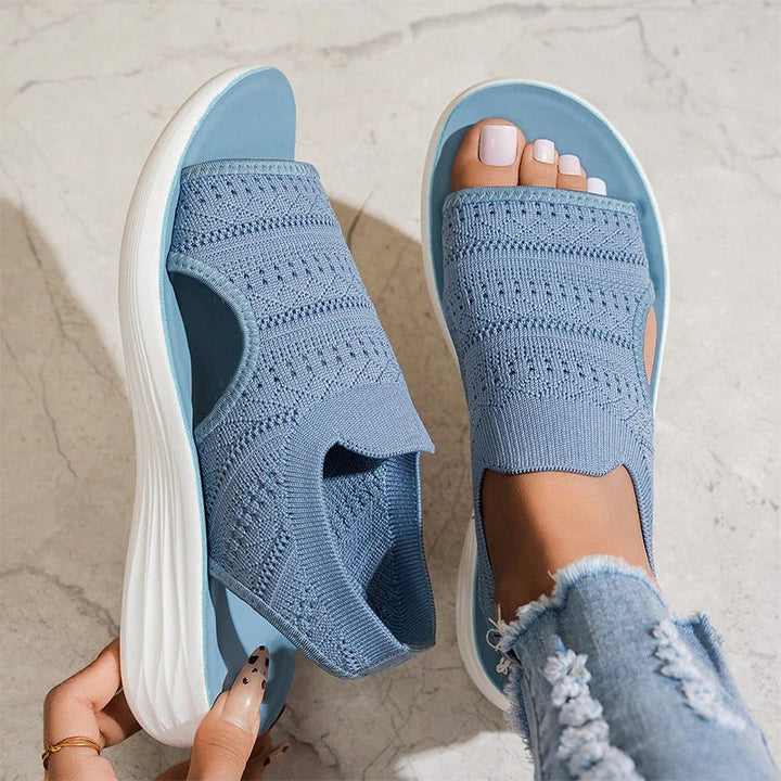Woven Breathable Platform Sandals with Heel Strap