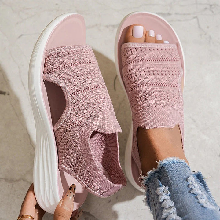Woven Breathable Platform Sandals with Heel Strap