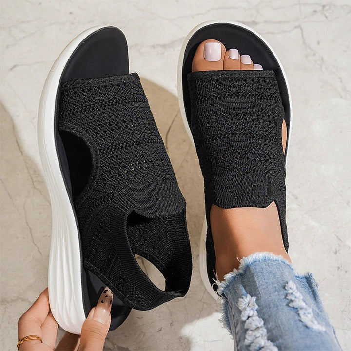 Woven Breathable Platform Sandals with Heel Strap