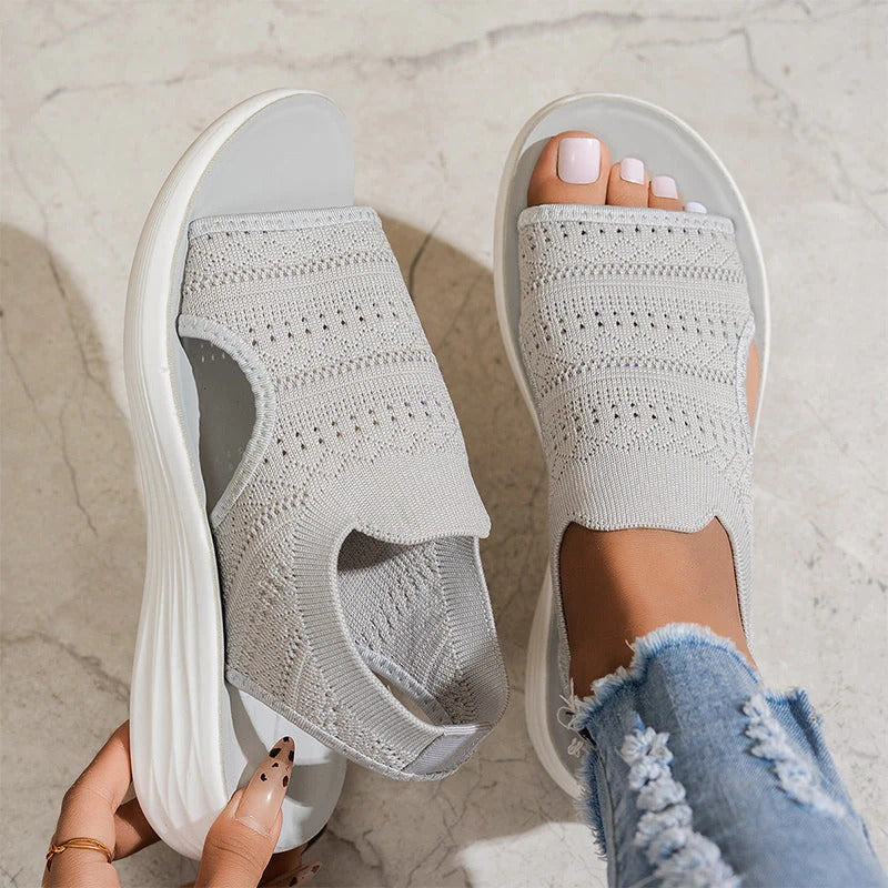 Woven Breathable Platform Sandals with Heel Strap