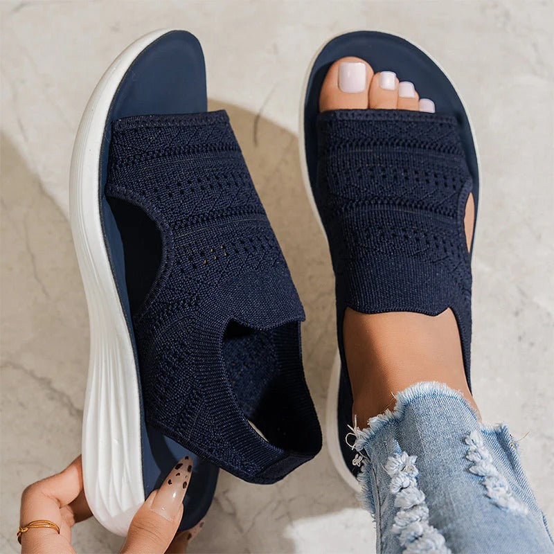Woven Breathable Platform Sandals with Heel Strap