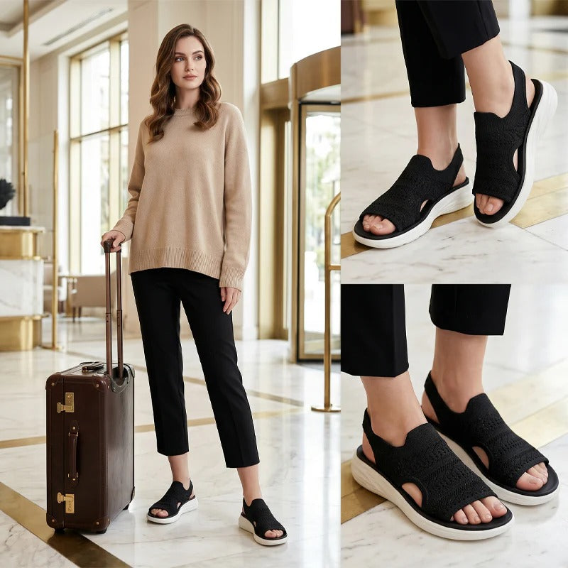 Woven Breathable Platform Sandals with Heel Strap