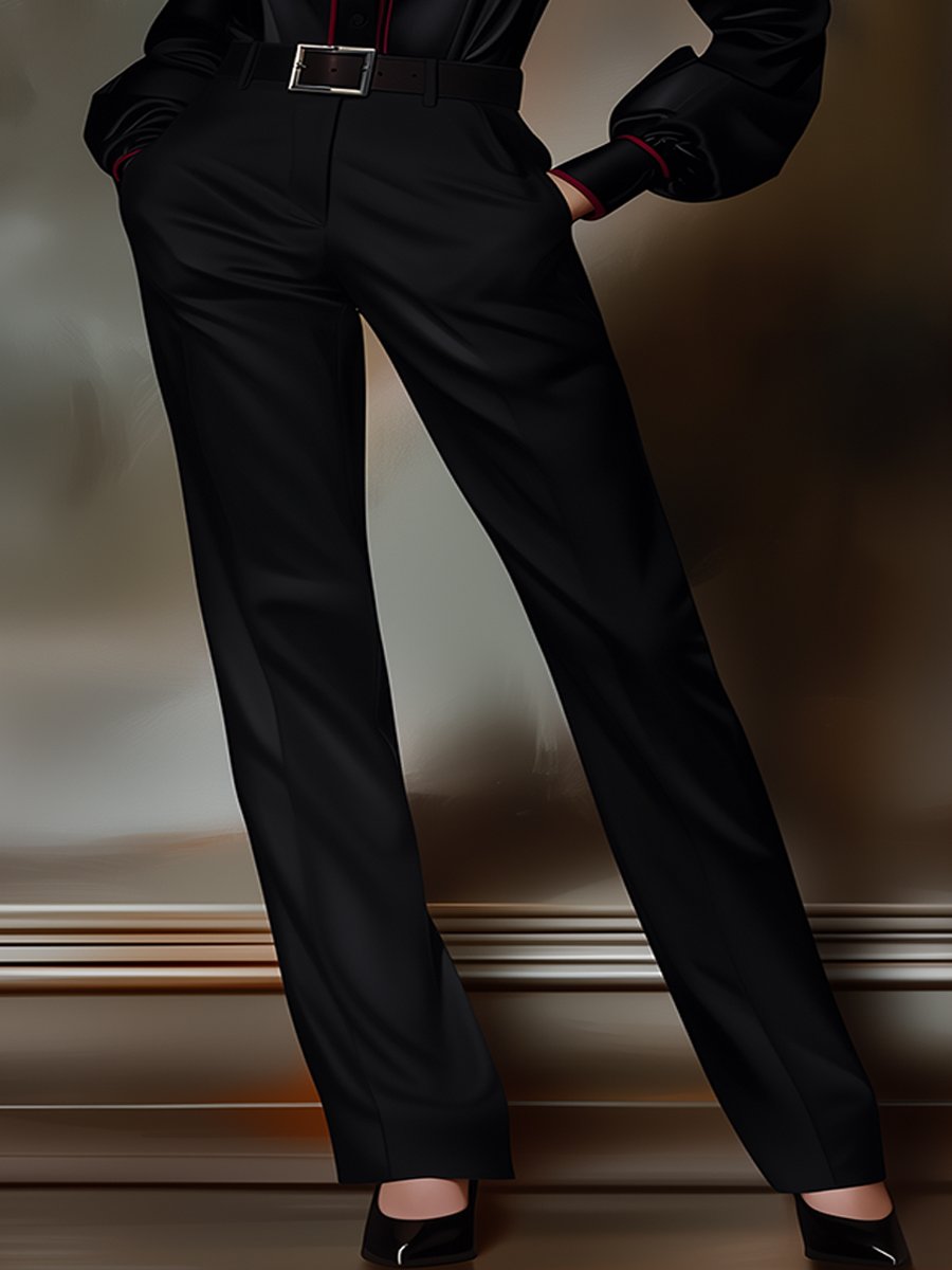 Isabelle | Classic Black Twill Pants