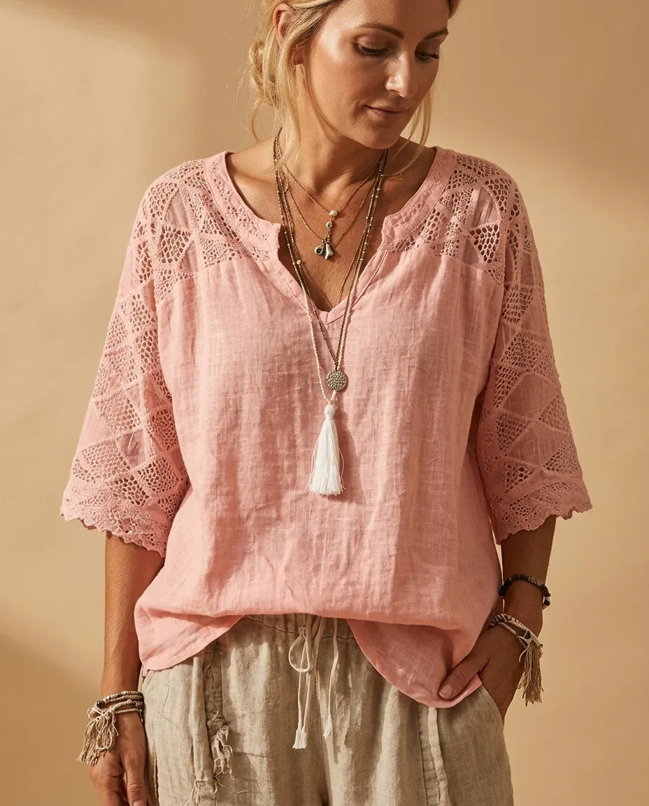 Leona | Lace V-Neck Blouse