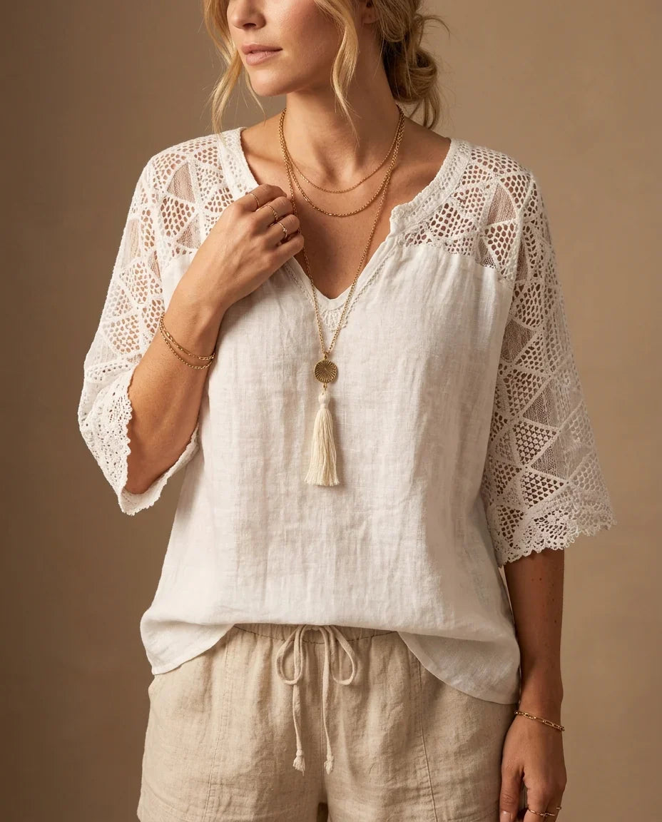 Leona | Lace V-Neck Blouse