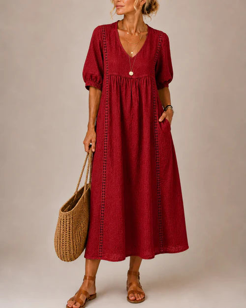 Sefi Summer Midi Dress - Red