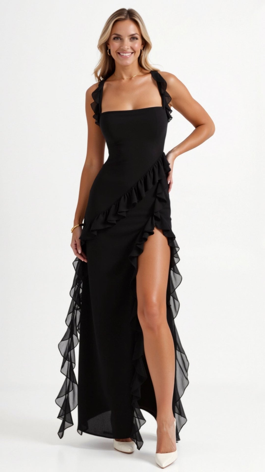 Elavira | Elegant Ruffled Maxi Dress