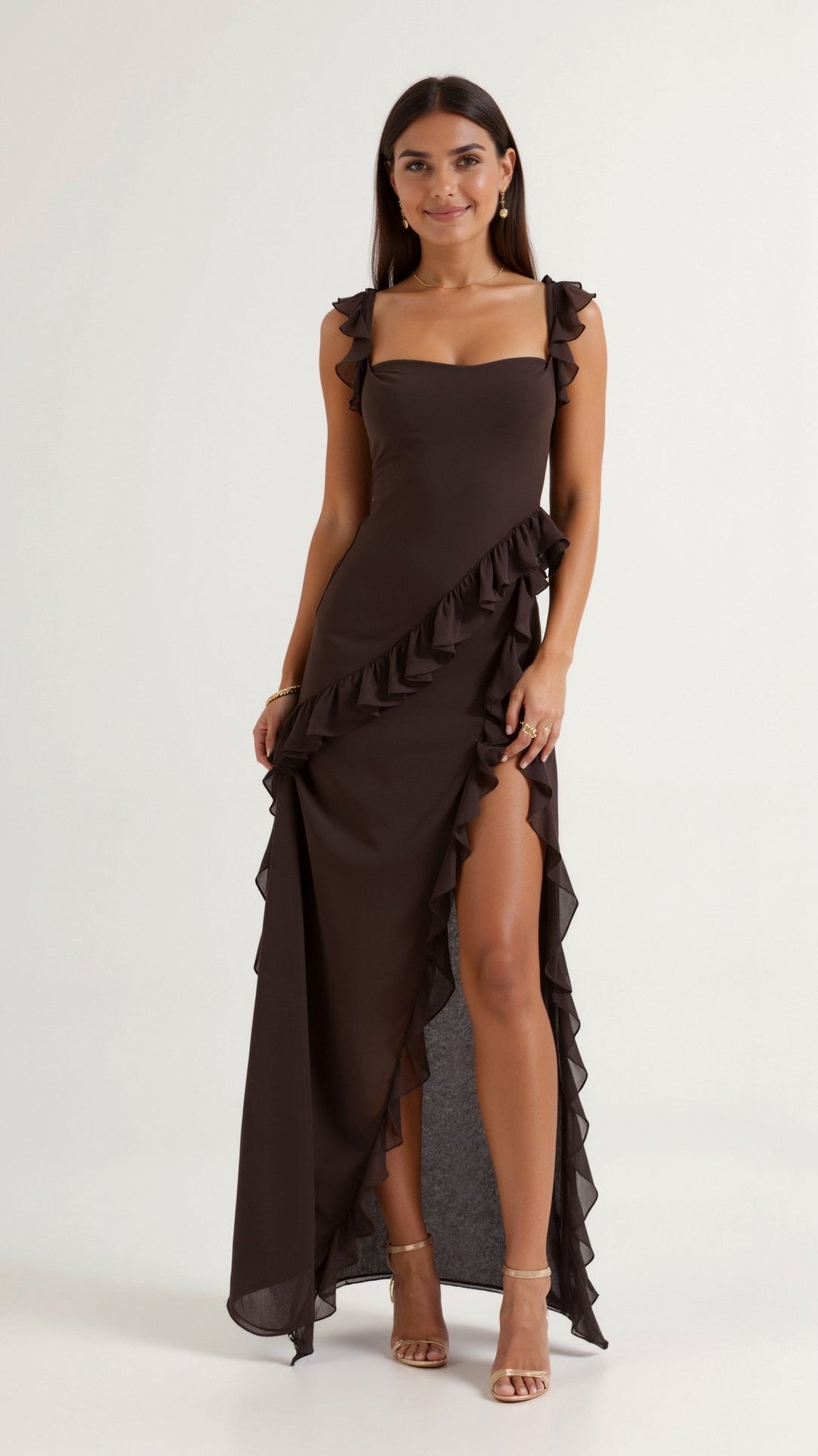 Elavira | Elegant Ruffled Maxi Dress