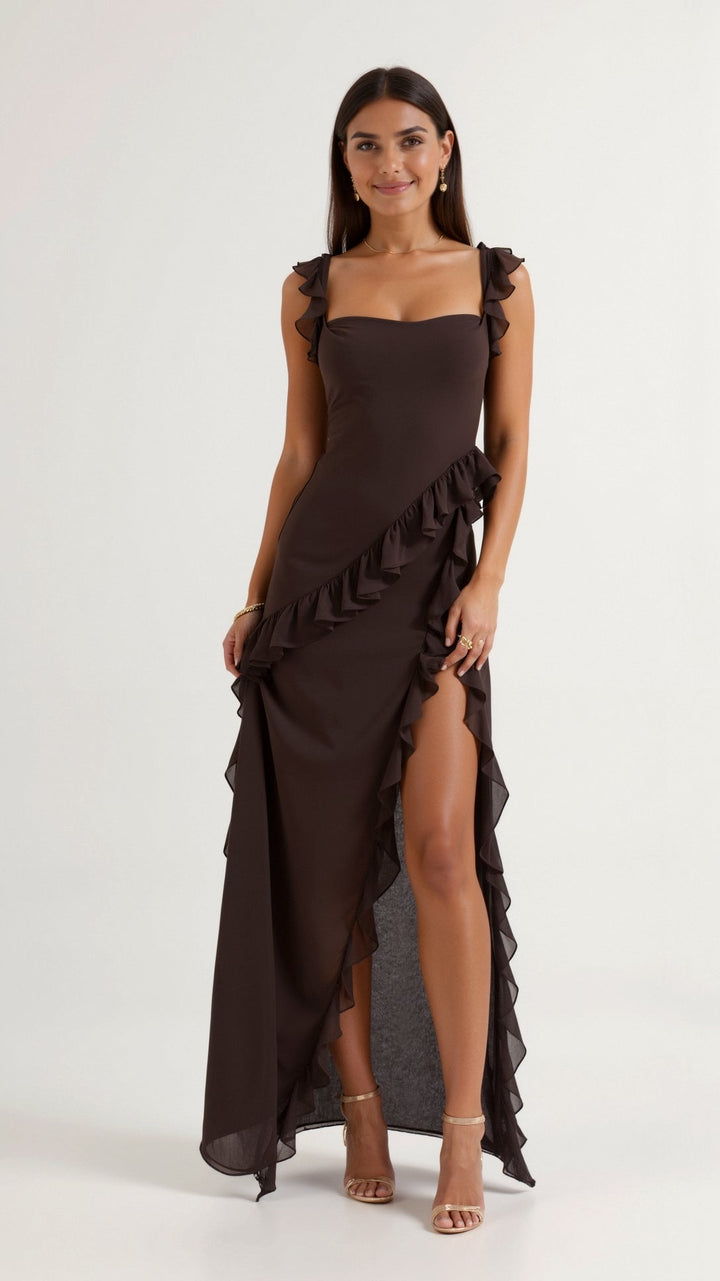 Elavira | Elegant Ruffled Maxi Dress