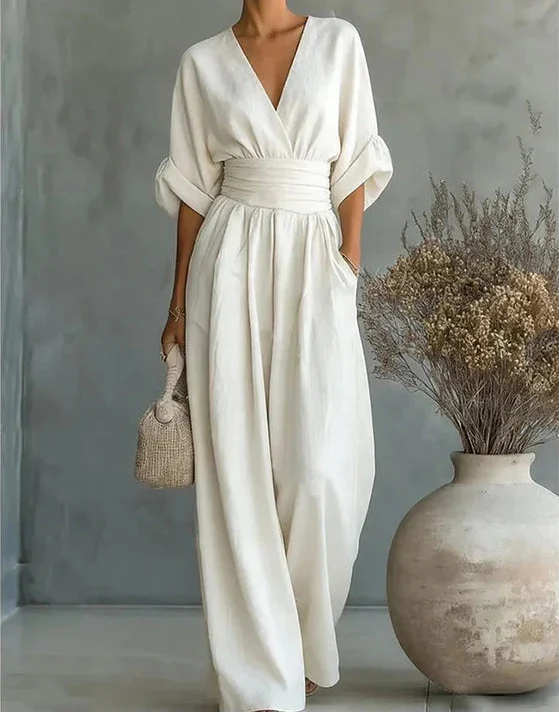 Elegant Wide-Leg Jumpsuit with Wrap Neckline