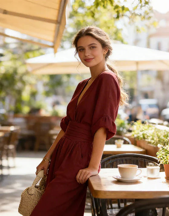 Elegant Wide-Leg Jumpsuit with Wrap Neckline