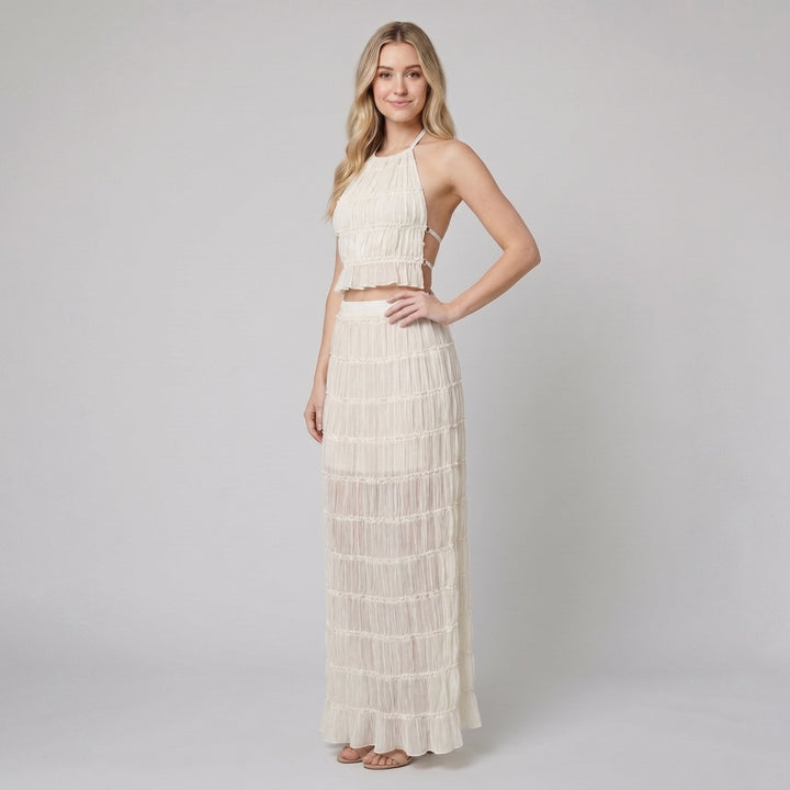 Adele | Maxi Dress Lightweight Two-Piece Halter Top Set for Women