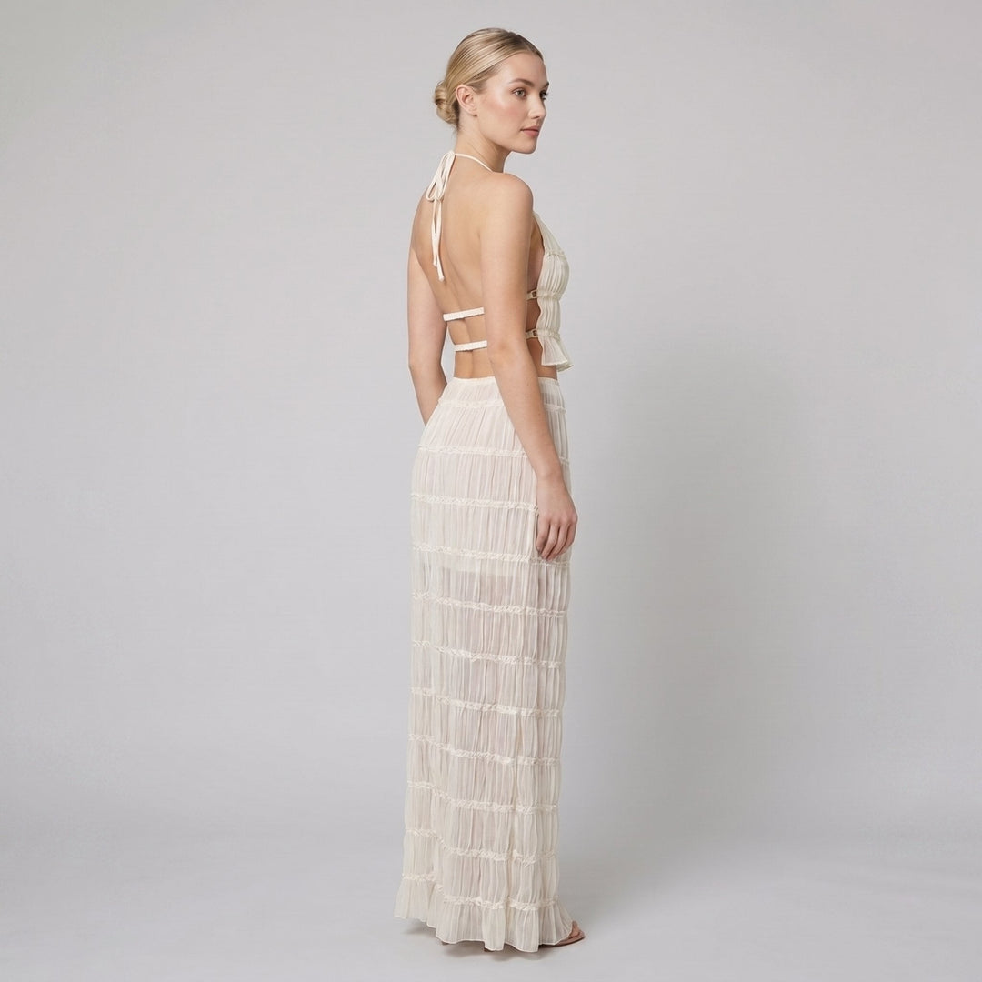 Adele | Maxi Dress Lightweight Two-Piece Halter Top Set for Women