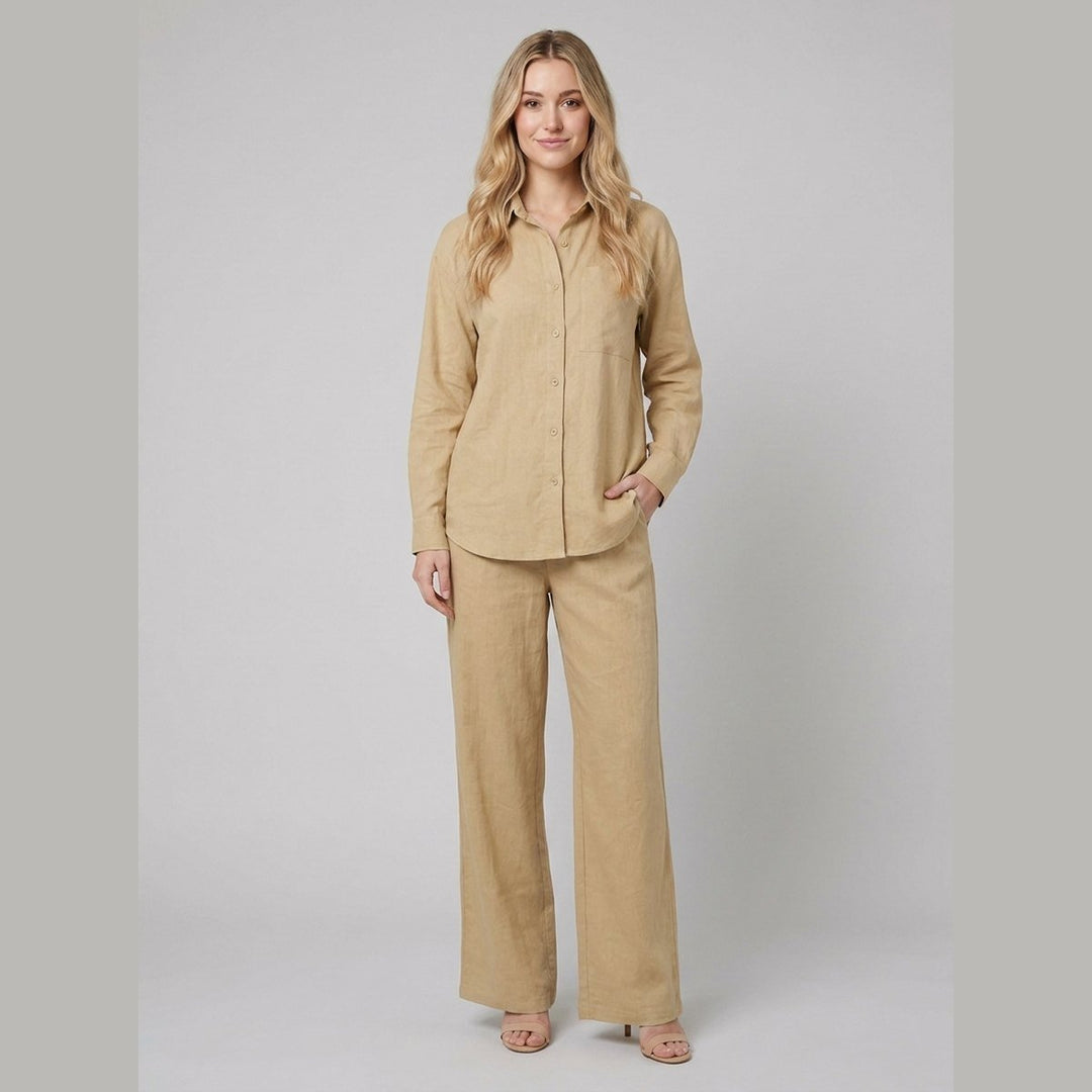 Aero women's cotton-linen set sand