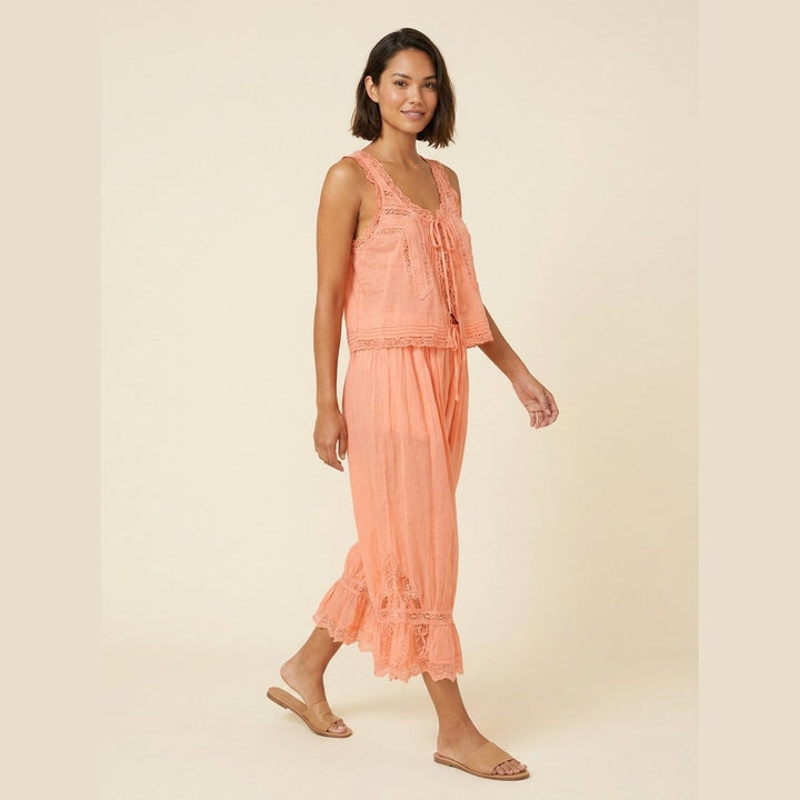 Alyssa women's lace loungewear set peach