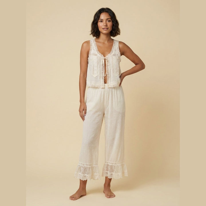 Alyssa women's lace loungewear set white